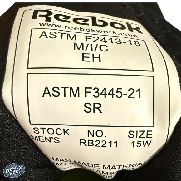 Reebok Work Steel Toe Black Shoes Men’s 15W RB2211 Slip Resistant EH SR main image 6